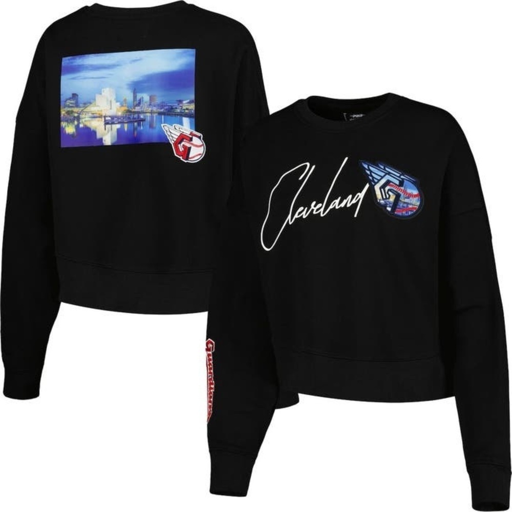 Pro Standard Cleveland Guardians City Scape Crop Pullover Sweatshirt